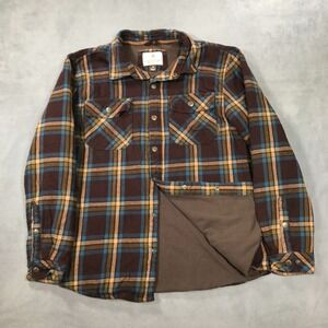 Legendary White Tails Shirt Jacket Men's Large Brown Plaid Thermal Lined Shacket